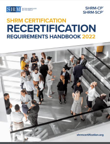 Cover image of SHRM Recertification Requirements Handbook 2022