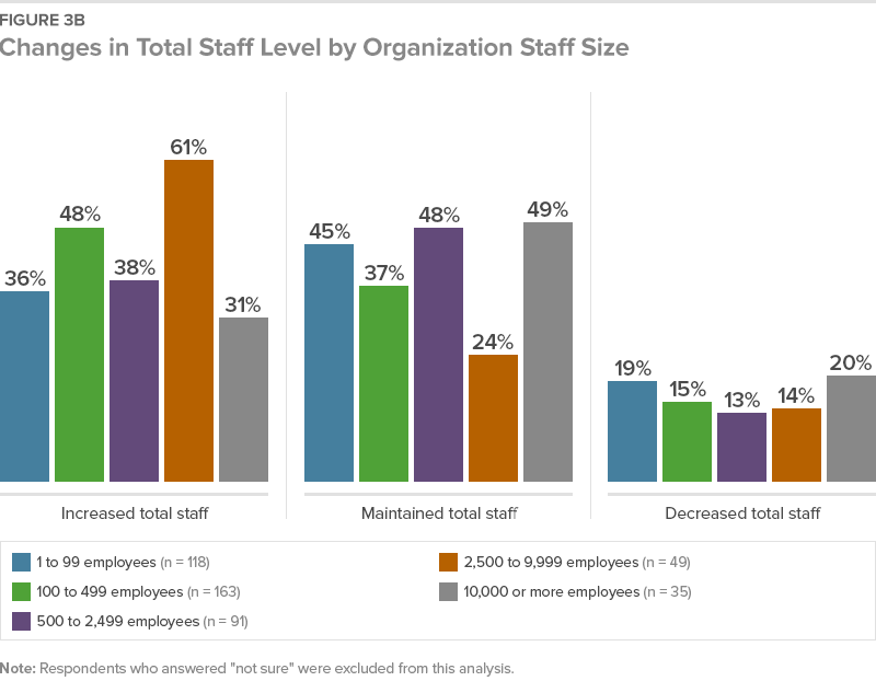 Figure 3B Changes in Total Staff Level by Organization Staff Size
